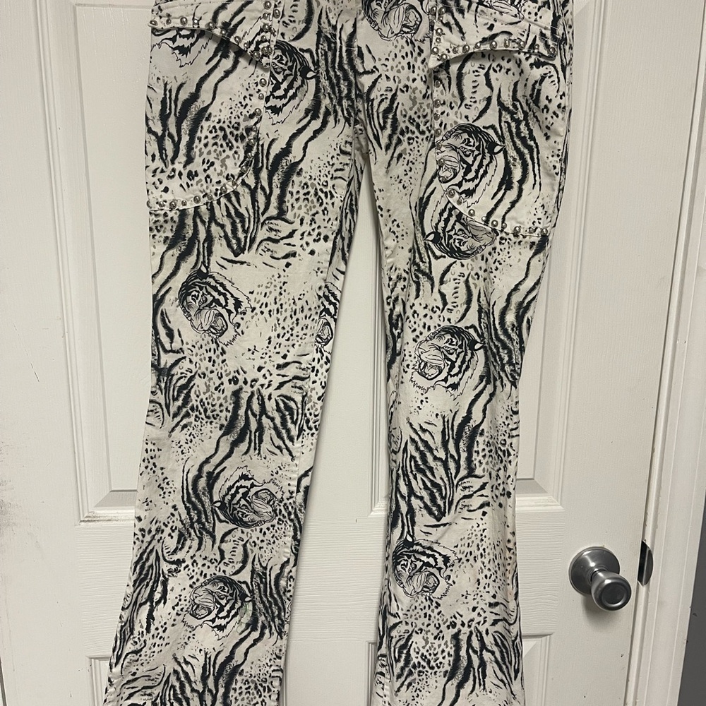 Cinema Donna Black and White Animal Print Pants
